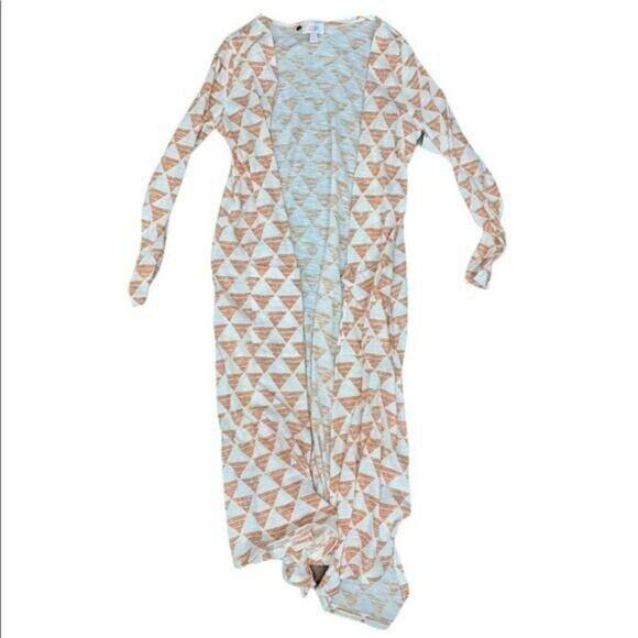 LULAROE Orange Geometric Sarah Duster Robe NWT XS - Picture 1 of 8